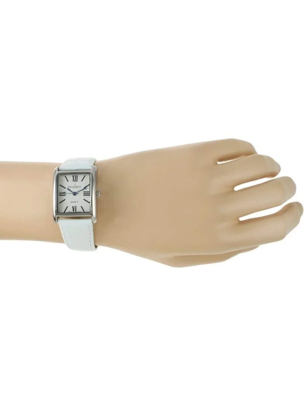Women's White Leather Strap Roman Numerals Dial Classic Dress Wrist Watches